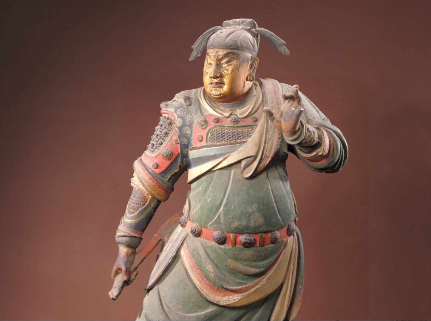 明代泥塑彩绘关羽像3