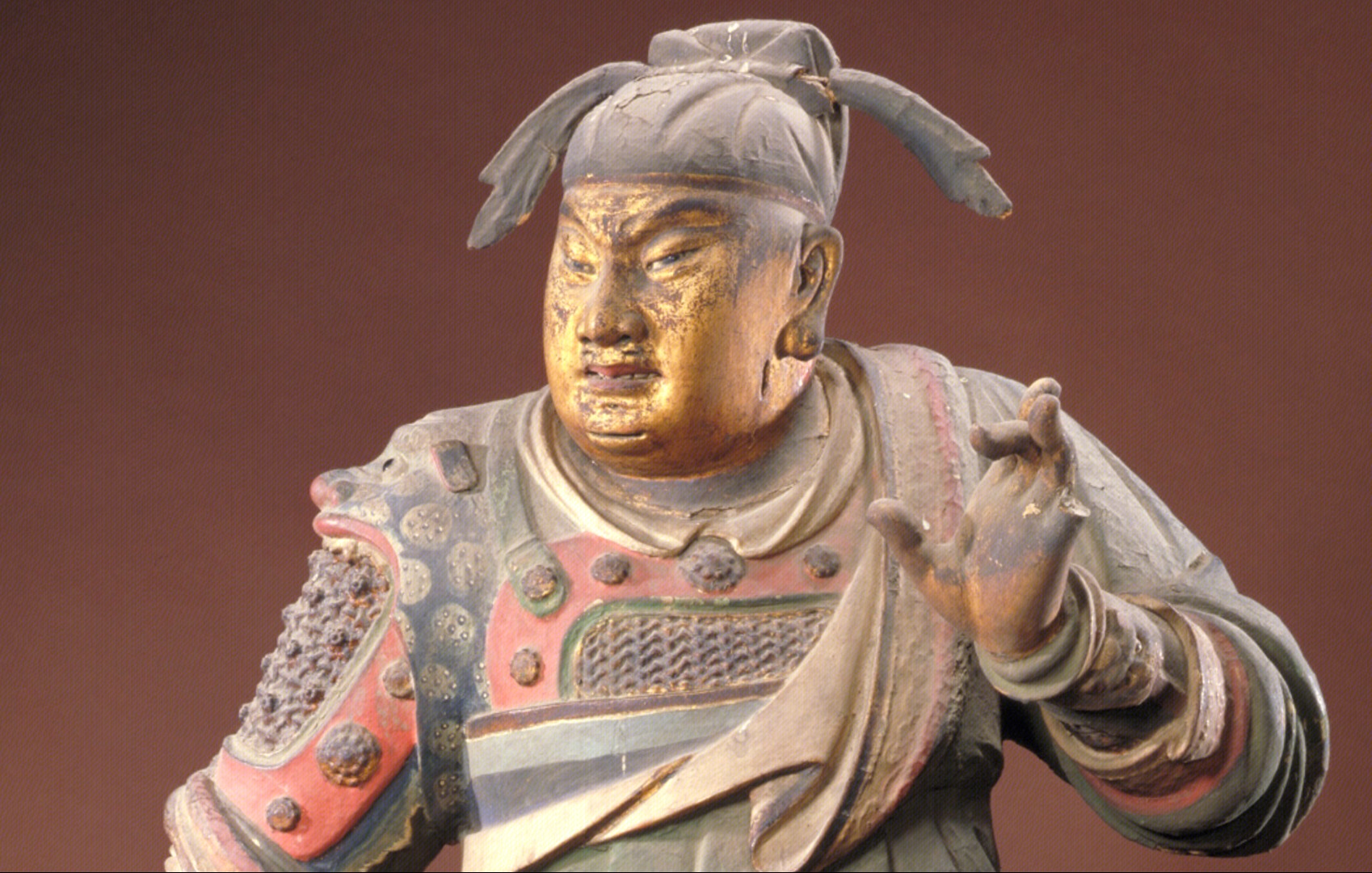 明代泥塑彩绘关羽像2