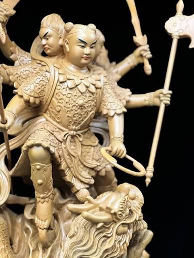 Qing Dynasty wood carving of Nezha