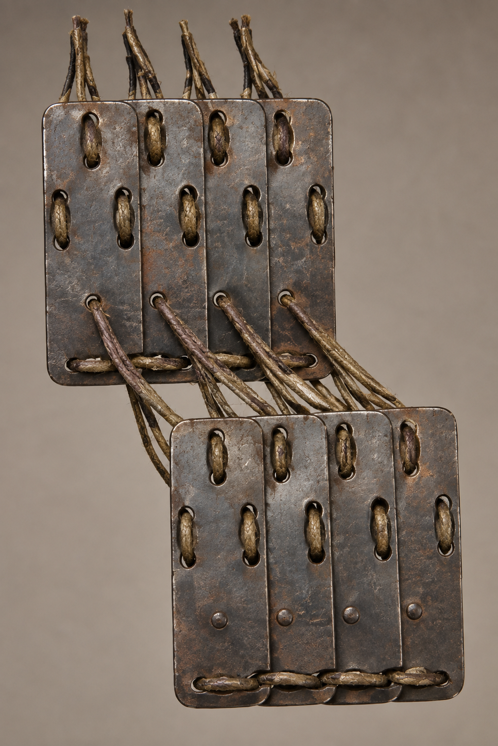 Completed surface of rows of laced lamellar plates