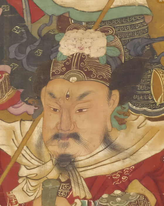 Tall decorated military Futou with floral top ornament