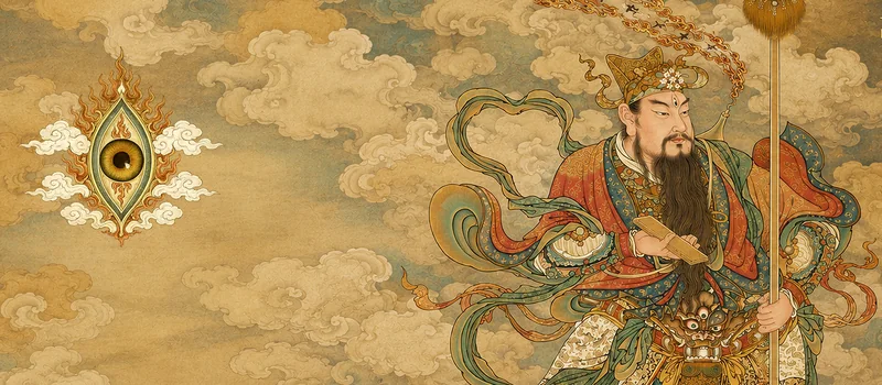 Huaguang with his spear amid golden clouds, from The Third Life chapter of his Ultimate Profile.